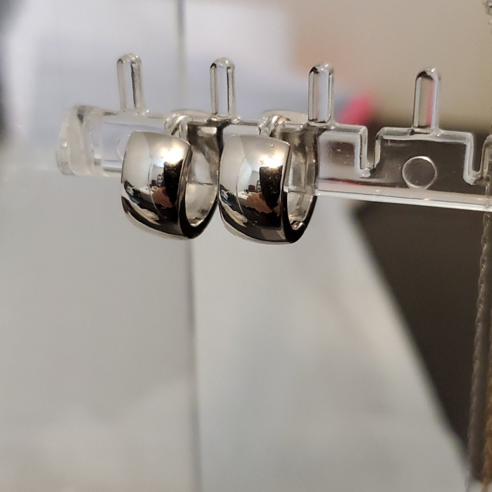 White gold filled huggie earrings